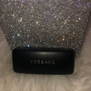 Versace sunglass case black velvet velour gold